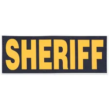 SHERIFF identification panel, gold lettering on black